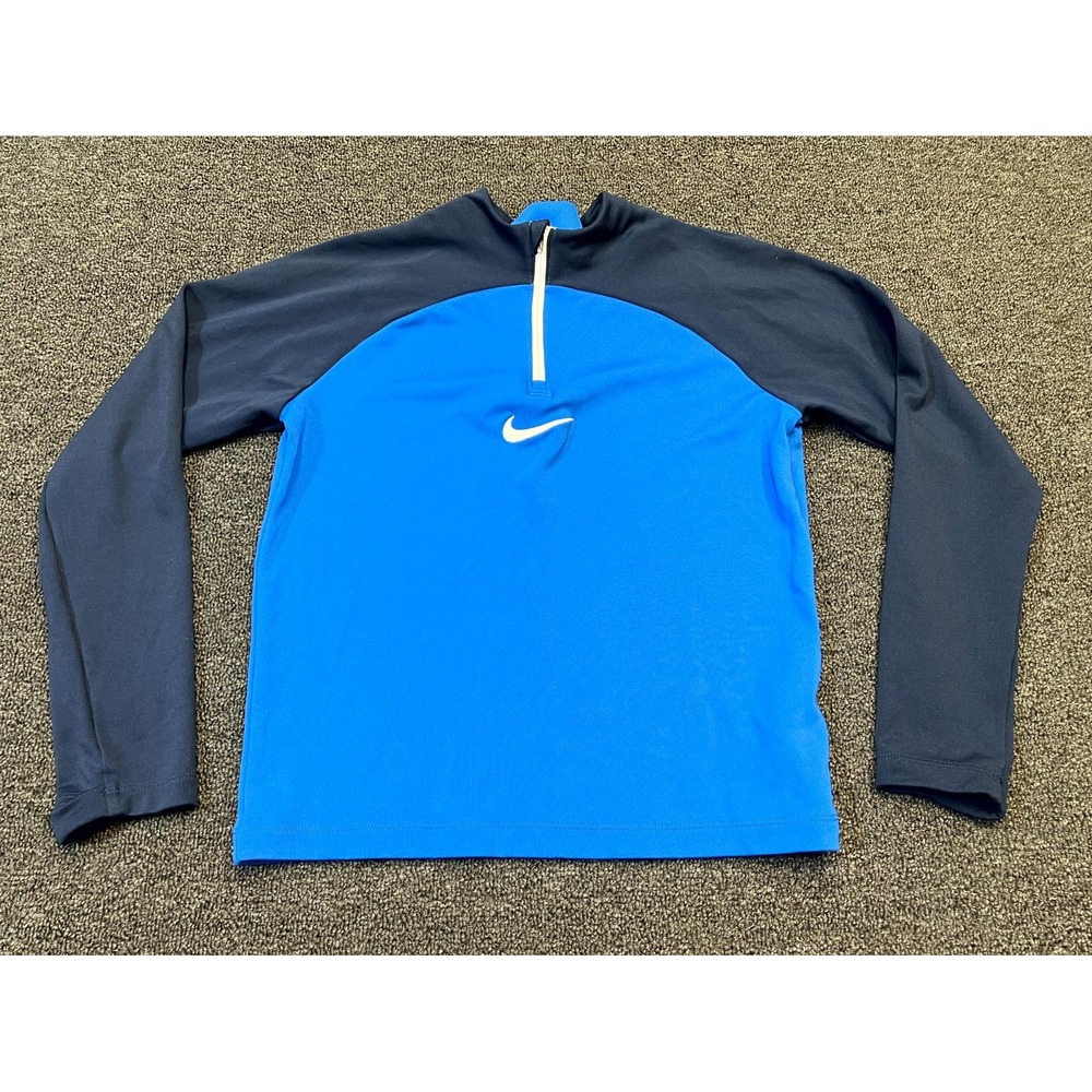 Nike Academy Pro Drill 1/4 Zip Pullover Top Kids Medium Navy Blue Swoosh Logo